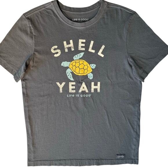 Life Is Good Other - Life is Good Turtle Pix Shell Yeah T-Shirt Men M  Short Sleeve 100% Cotton Gray